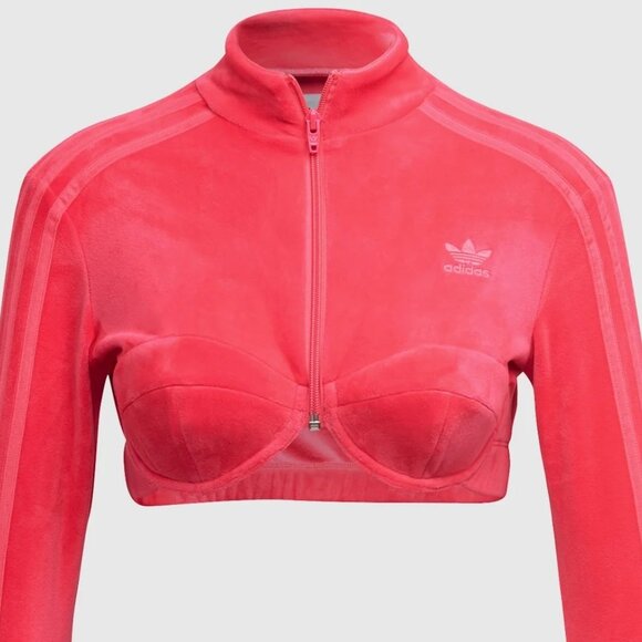 Adidas Originals x Jeremy Scott Women's Cropped Track Top, Size M Solar Pink - Picture 7 of 10